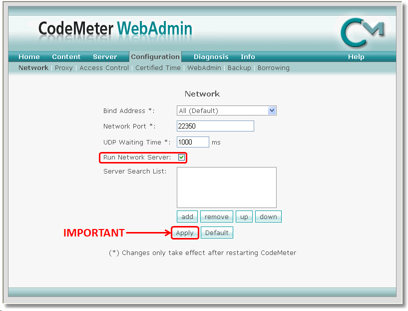 codemeter webadmin not working